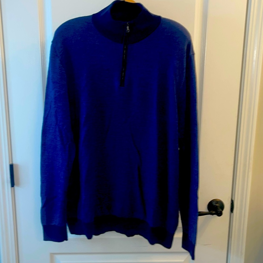 Men’s Brooks Brothers three-quarter zip pull over sweater blue XXL